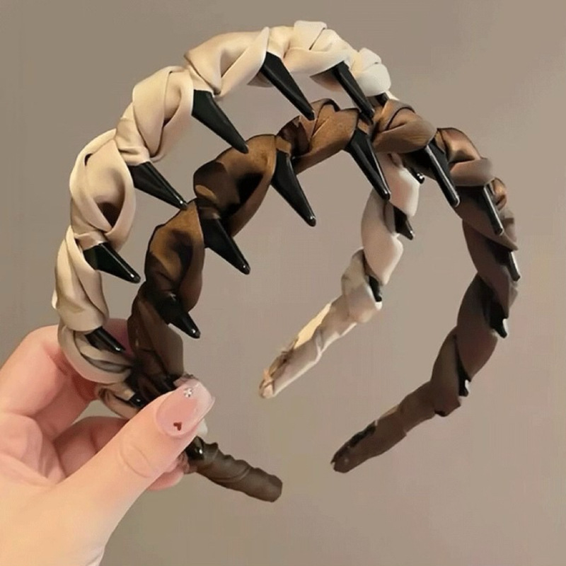 Korean satin-wrapped hairband for women 2025 new style, high-end and youthful, high headband with teeth, anti-slip and pressure hairpin details Picture