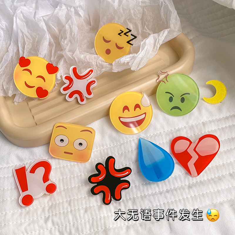 Sweat drop hairpin, big speechless, water drop hairpin, soybeans sweating, with emoji on the side, cold sweat clip, sweat drop emoji for a girl full figure