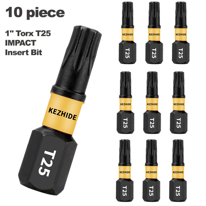 Plum Blossom screwdriver bit 1-inch T25 impact screwdriver bit insert type, 5/10/20pcsS2 steel forged details Picture