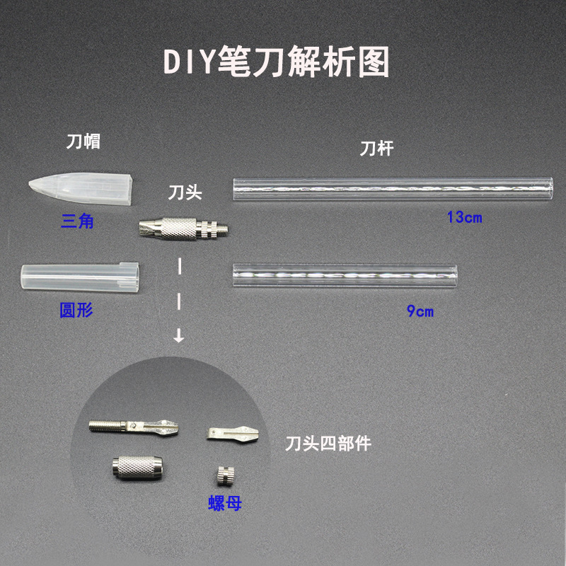 【 Same Style at low Price 】 Homemade sand Pen knife material package, sand pen knife diy pen knife accessories, knife head, knife rod, knife full figure