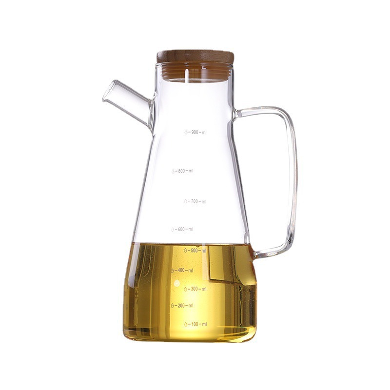 Kitchen glass oil bottle, high borosilicate with scale, condiment sauce oil bottle, handle vinegar bottle, oil storage, household condiment oil bottle Item Picture