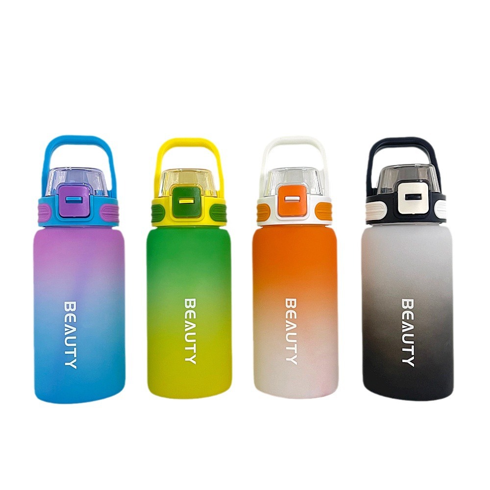 Portable handle gradient spout cup, a new summer hit product for girls, a high appearance level, cute and sporty plastic cup Item Picture