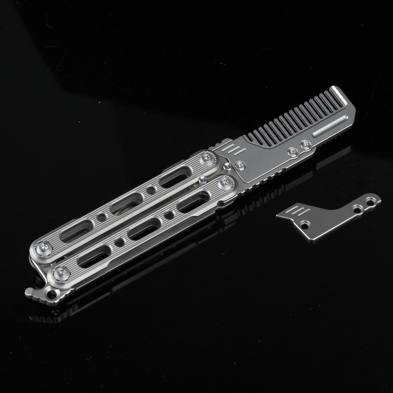 Butterfly comb, titanium alloy folding comb, beginner's hand swing utility knife, uncut butterfly comb practice tool full figure