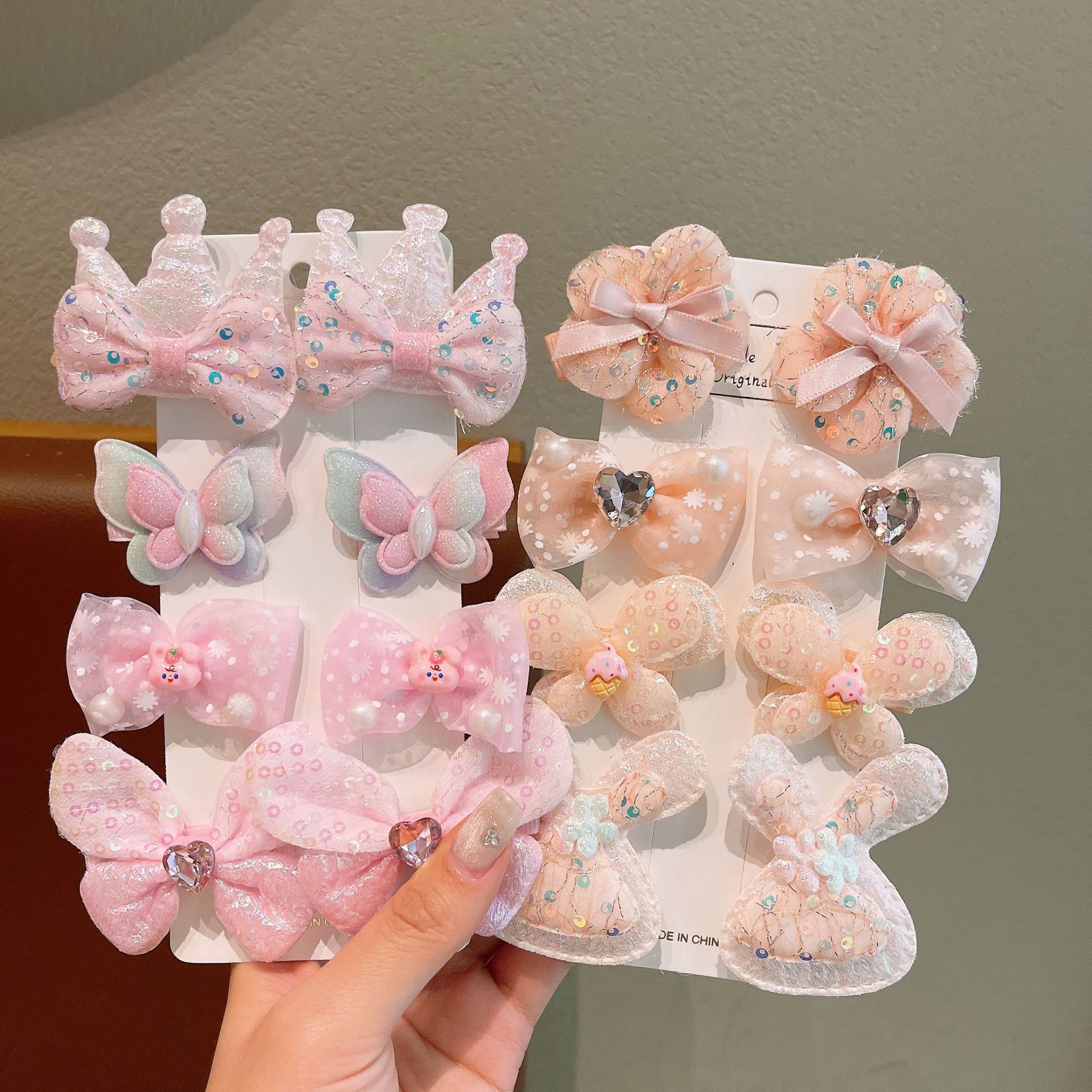 Princess Girls Sequined bow headwear, Children's broken hair clips, Baby flower bb clips, girls' bangs hair clips Specification drawing