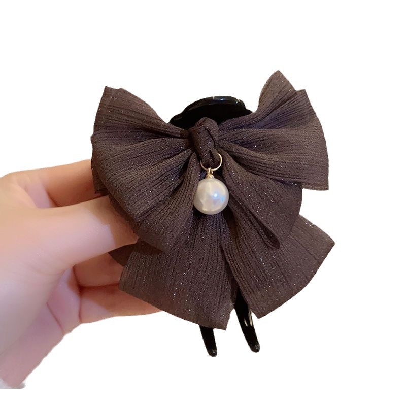Beaded bow headwear, high-end high ponytail hairpin, a must-have for fixing bun hair, bubble cloud hairpin Item Picture