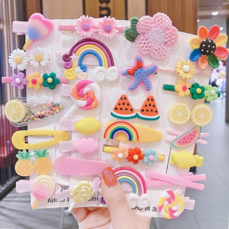 Children's hairpins, girls' side bangs, baby headwear, Korean princess braids, broken hair, bb rainbow details Picture