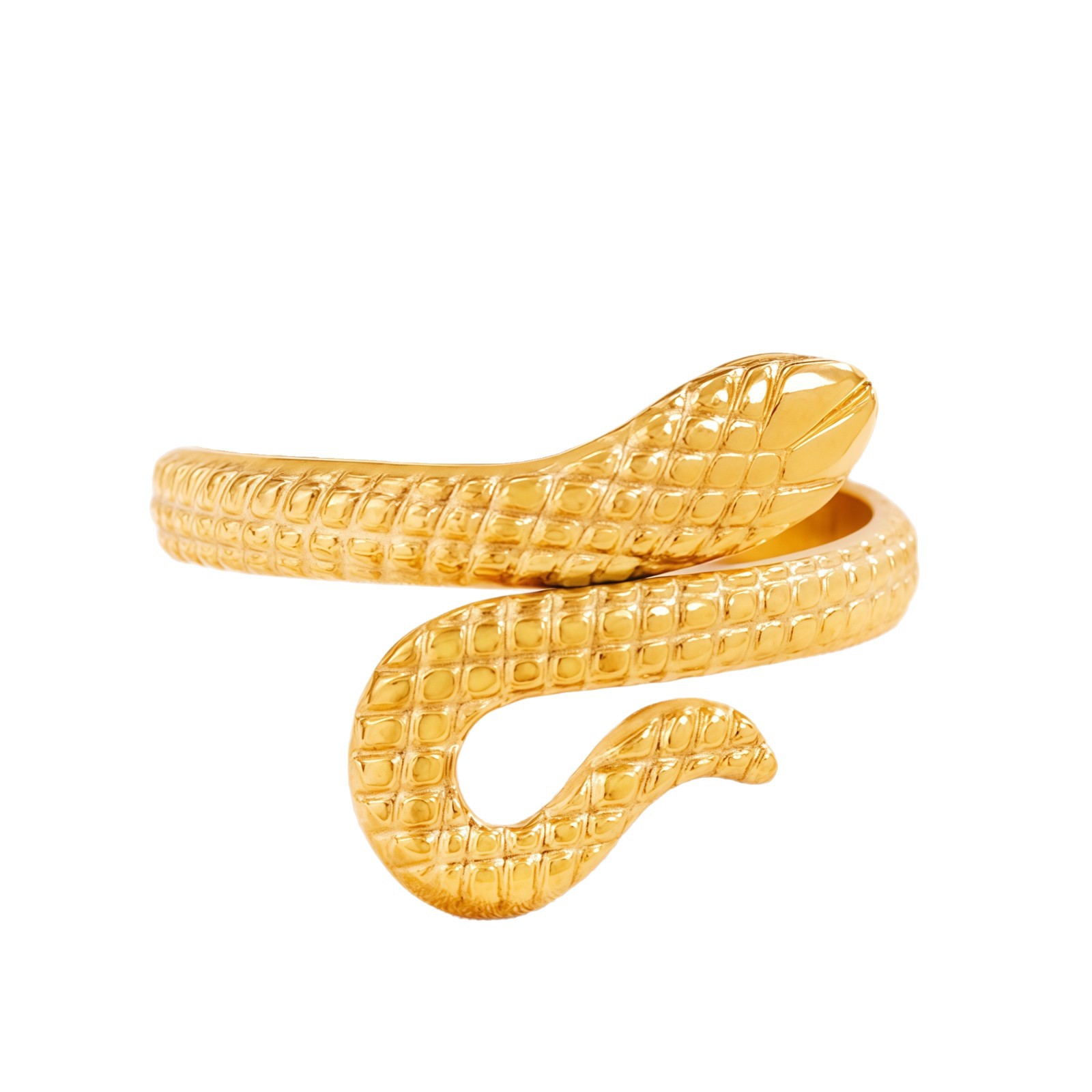 Cross-border golden snake-shaped 304 stainless steel ring, simple geometric irregular 18k gold ring jewelry in stock wholesale Item Picture