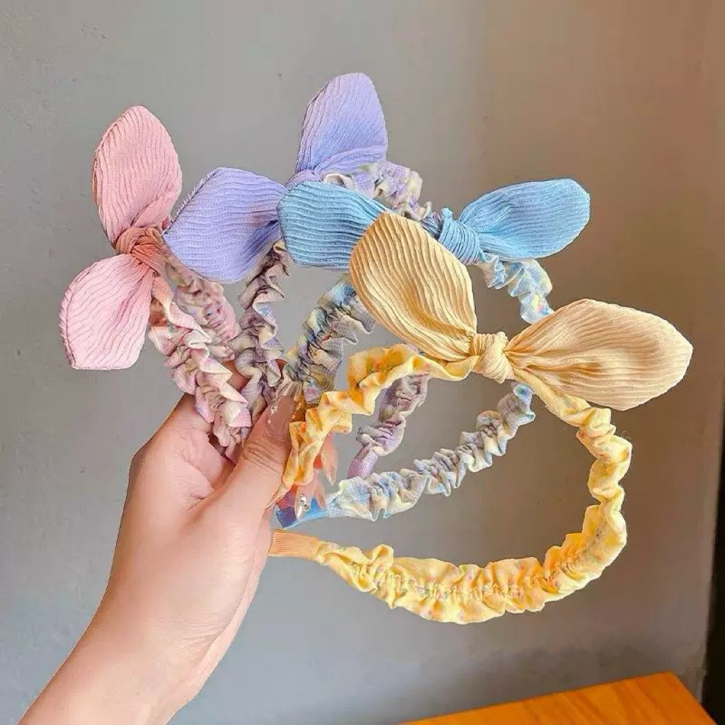 New children's hair band, checkered bow, floral rabbit ear hairpin, cute little girl headband and hair accessory Specification drawing
