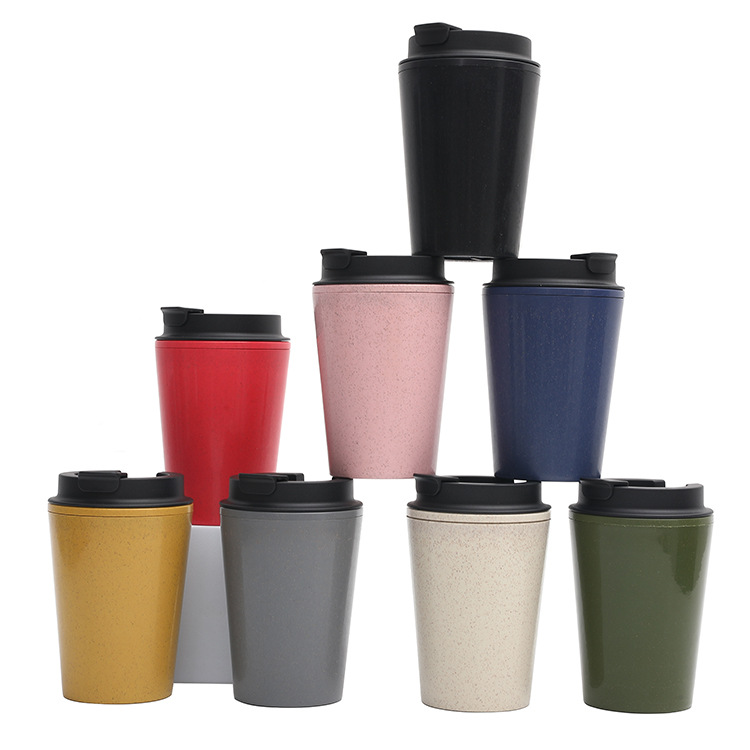 New manufacturer wholesale cross-border European and American double-layer water cups, mini portable wheat straw fashionable and simple car coffee cups Item Picture