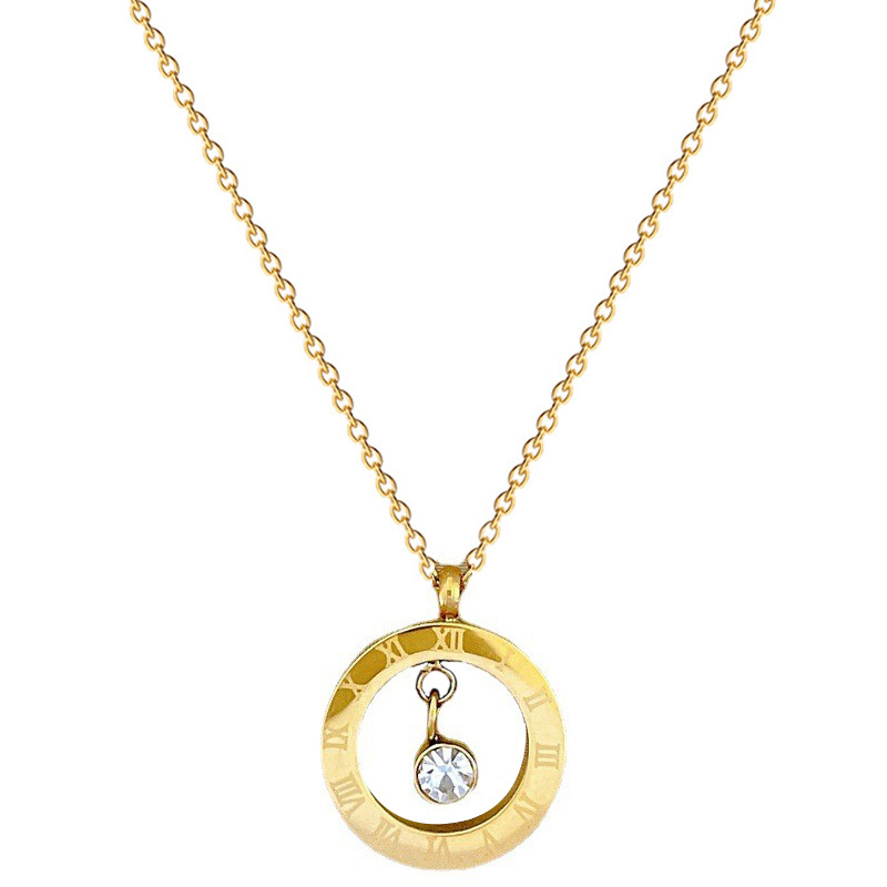 【 All-titanium Steel 】 Roman ring women's niche design simple pendant, short collarbone chain, Korean style cold neck Item Picture