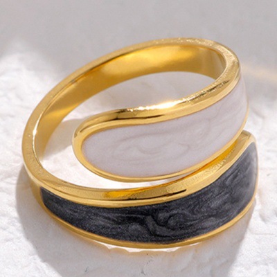 Titanium steel oil pressure dripping oil process meteorite texture ring for women, anti-color fading, cross-border exclusive for Europe and America, the same style as Instagram influencers Specification drawing