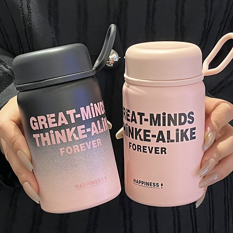 Small student insulated cup, high appearance level for girls, English water cup, tea-water separation, 316 portable stainless steel cup full figure