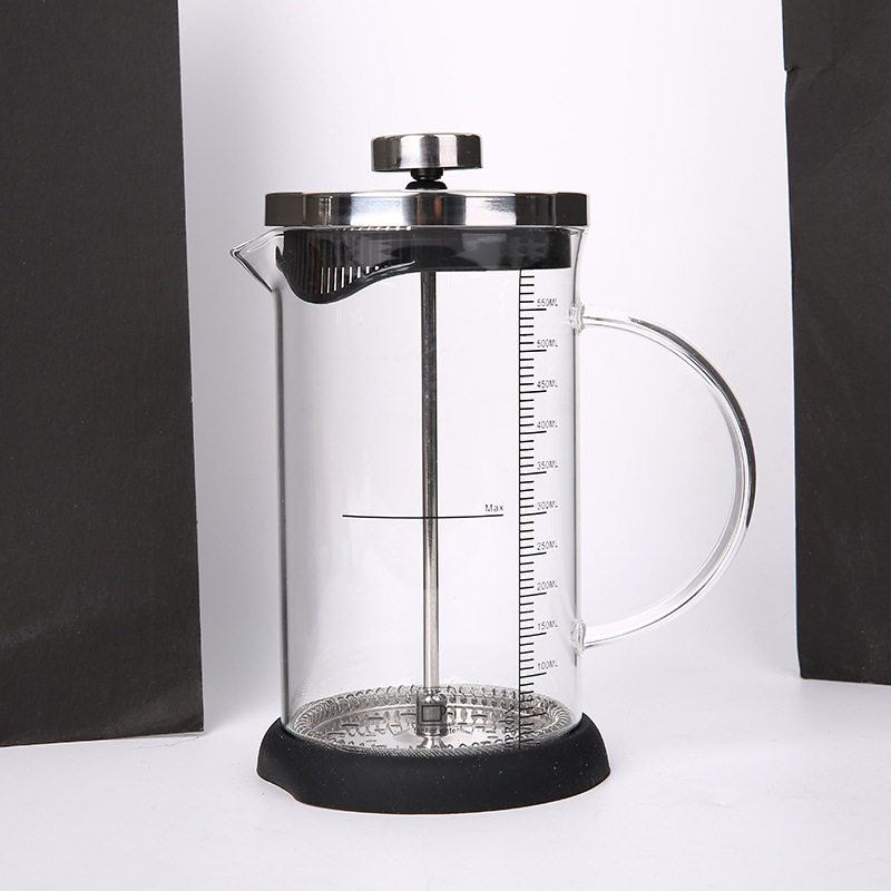 Glass handle French press, coffee filter, tea brewer, French filter press, tea brewer, household hand-pressed cold brew pot details Picture