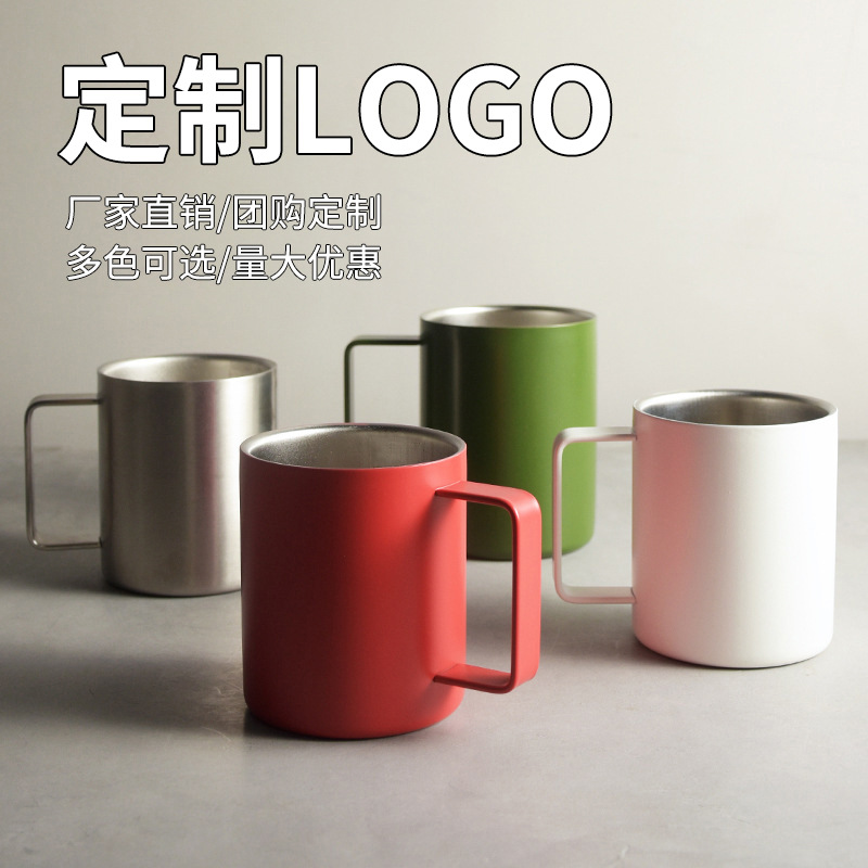 Best-selling double-layer portable cup, thermos cup, ins household straw cup, creative stainless steel cup, coffee cup, water cup full figure