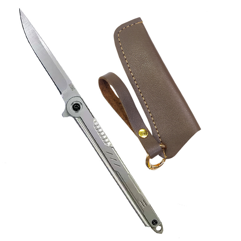Shenbi M390 steel feather pattern folding knife, outdoor camping pocket knife, portable fruit knife, high-hardness folding knife undefined