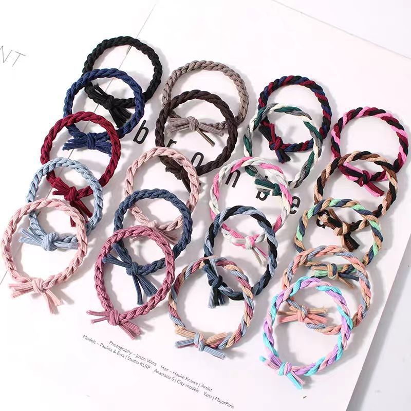 Wholesale of Korean-style color-blocked women's knotted elastic hair bands, creative braided hair ties, high-elasticity hair accessories and headbands from the manufacturer Specification drawing
