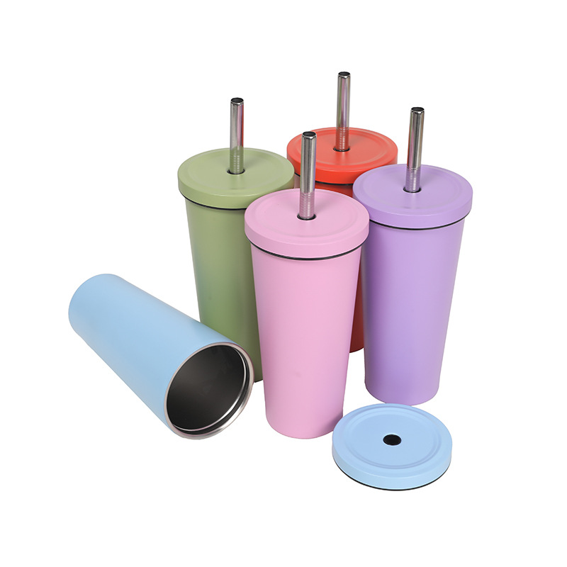 Cross-border factory direct supply 304 stainless steel straw cups, coffee cups, high appearance level insulated cups, simple double-layer vacuum cups Item Picture
