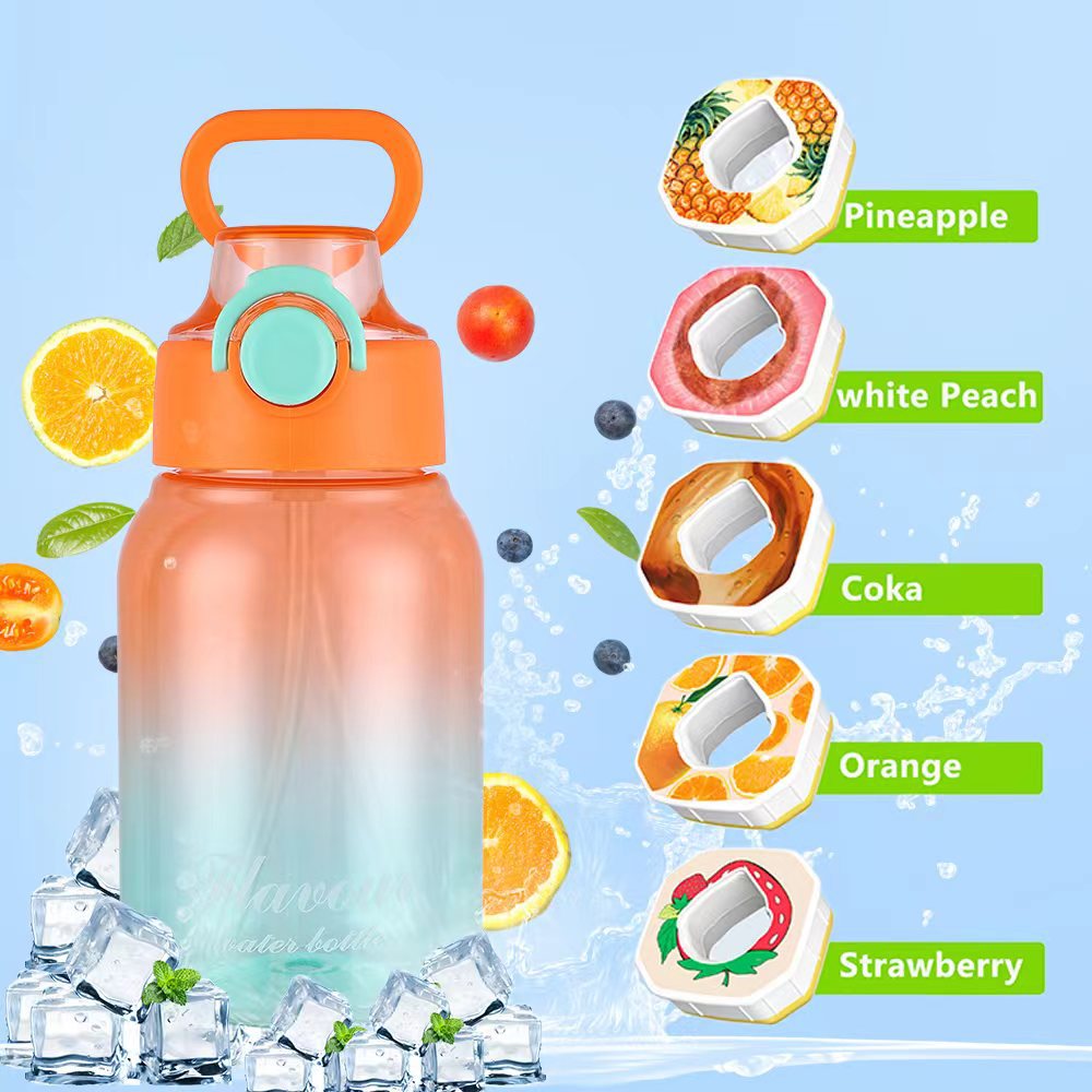 New large-bellied Fun Cup Cross-border sports water cup, sugar-free and caloric scented cup, children and primary school students straw Fun cup details Picture