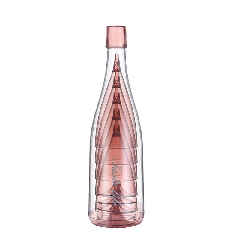 Plastic red wine glass and champagne glass set, PS transparent water cup, portable and creative detachable tall cup for outdoor travel Item Picture