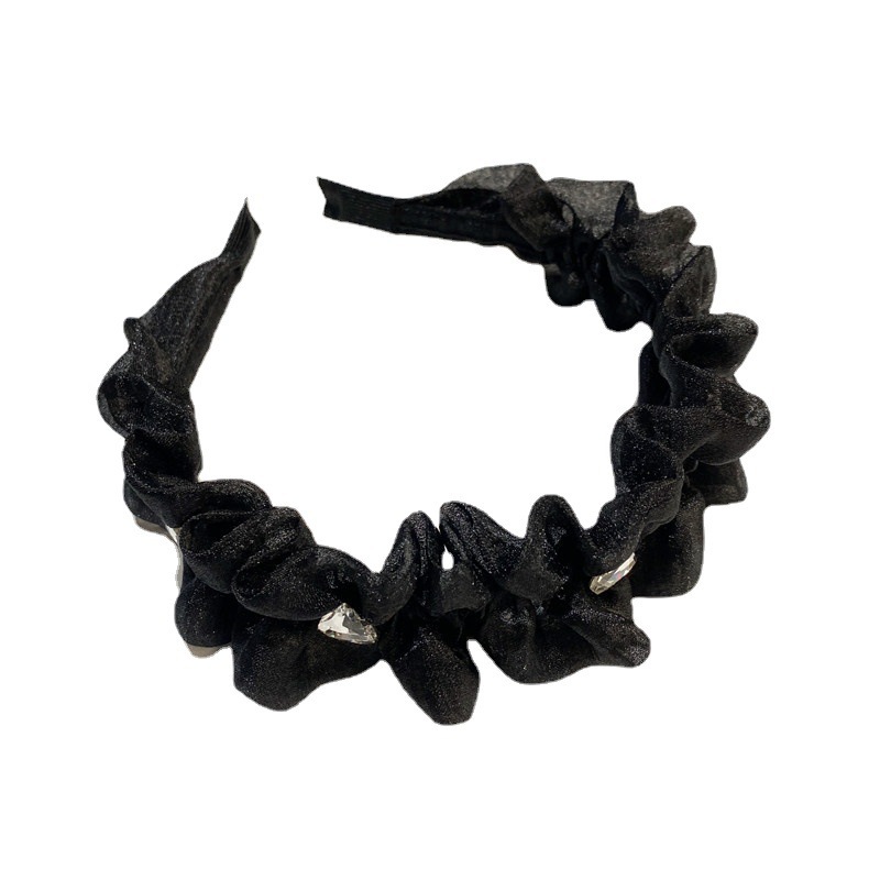 The new bubble-yarn pleated hair band, heart-shaped shiny rhinestone pressure hair band, exudes a sense of elegance and sophistication. Solid color hair clips and hair accessories Item Picture