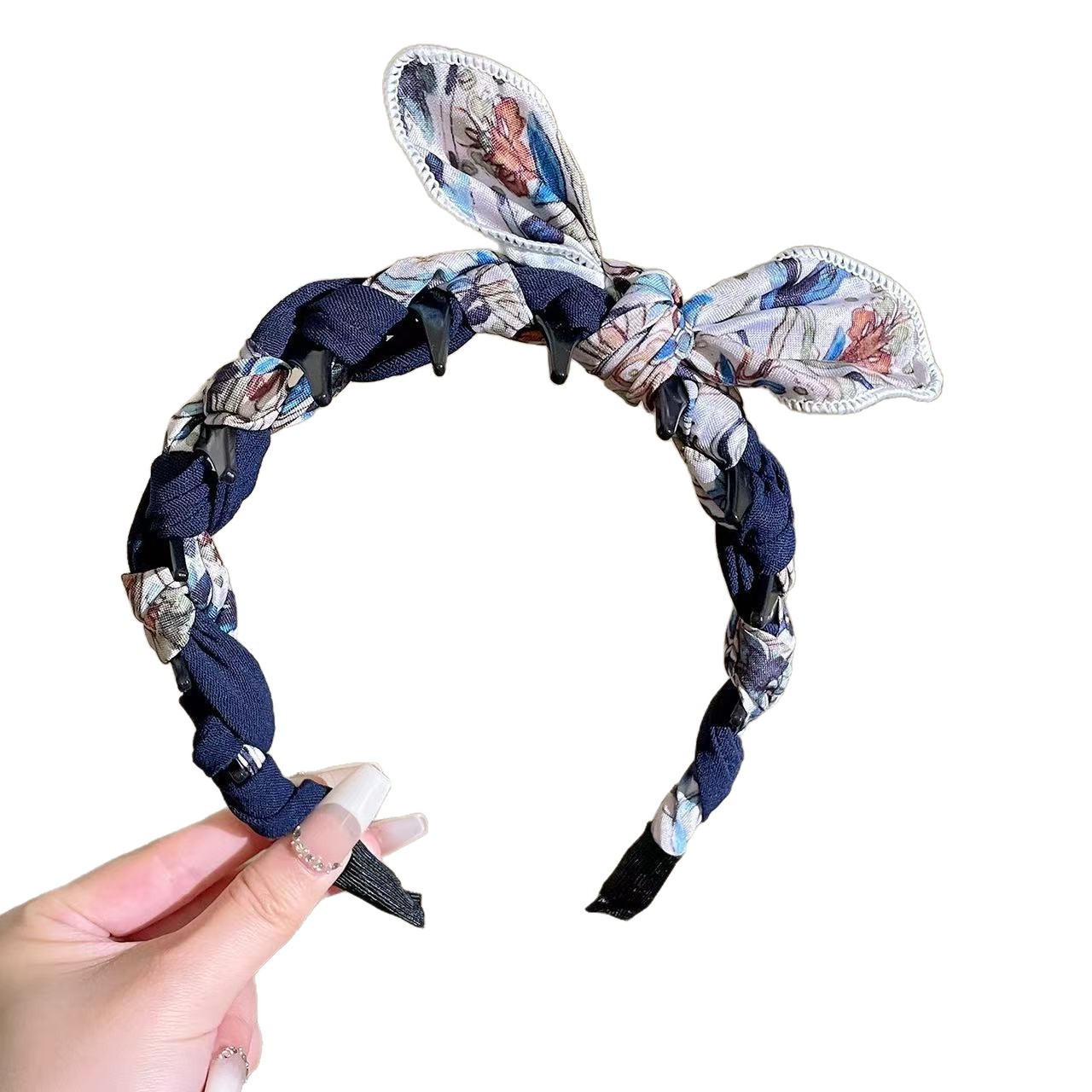 Sweet rabbit ear polka dot hair band, high top headband, internet-famous bow, versatile hairpin, versatile headwear for going out Item Picture