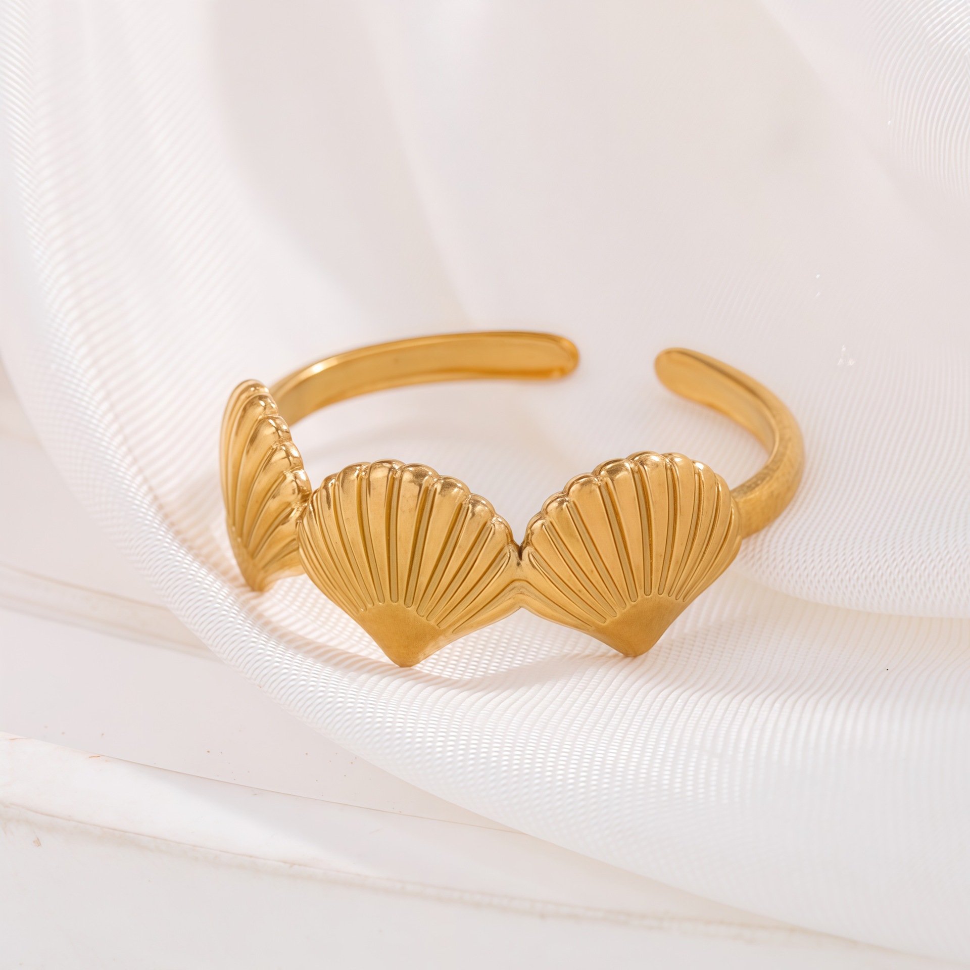 Cross-border Ocean Series Starfish ins Sweet, fresh and high-end stainless steel opening adjustable ring jewelry Specification drawing