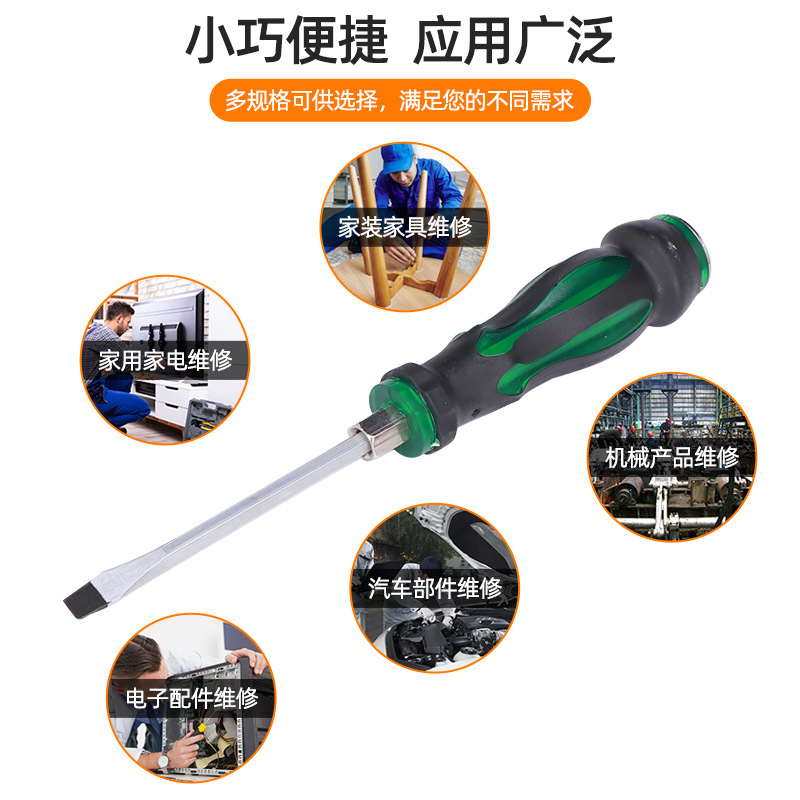 Wholesale dark green through-hole screwdrivers that can strike cross-head screws, with various specifications of magnetic plum blossom screwdrivers Application Scenario