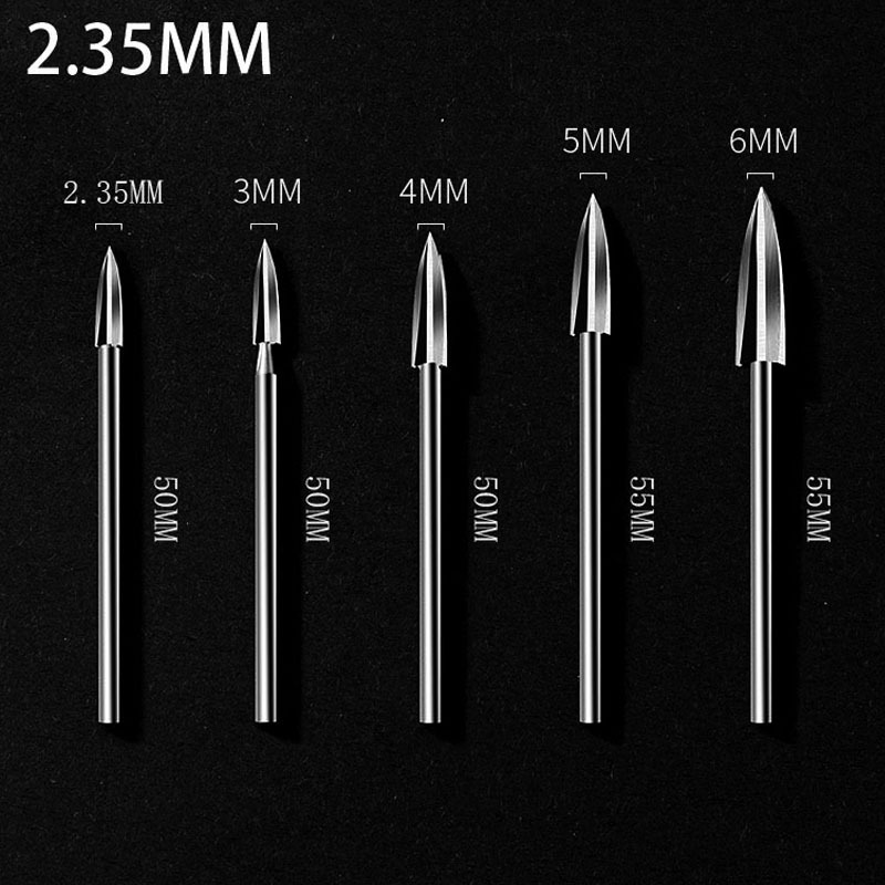 High-speed white steel three-edge sharp knife woodworking furniture electric engraving knife, root carving, polishing, roughing, kernel carving, olive kernel engraving details Picture
