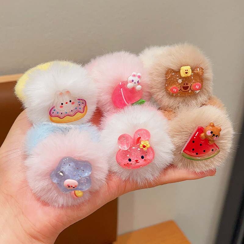 Children's plush hair bands for autumn and winter, cute girls, high-elasticity hair ties, baby hair ties, ponytail hair ties, and rubber bands Specification drawing