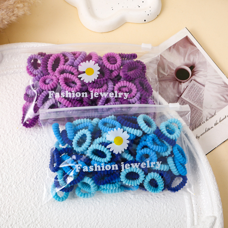2.5cm colorful threaded towel band, high-elasticity hair tie, baby hair tie without damaging hair, small size children's hair band details Picture