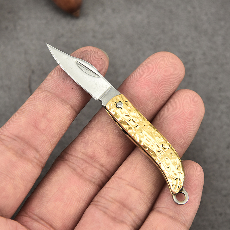 Mini pocket knife, keychain folding knife, brass knife, portable knife, express delivery opening knife, portable fruit knife Specification drawing