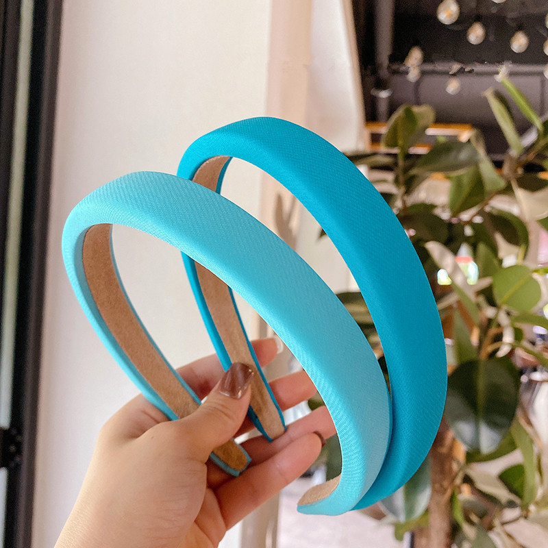 Korean-style simple solid-color sponge hairband, versatile candy-colored silk headband, cross-border trade face-washing and hair-pressing hairband for women Specification drawing
