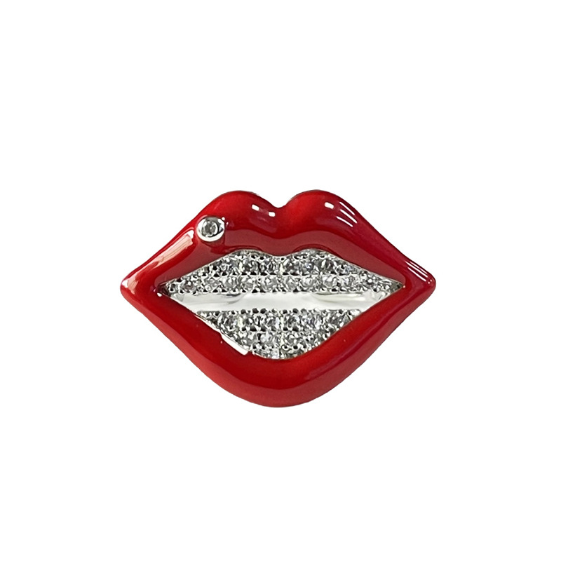 The light luxury drip glaze flame red lip open ring, with a cool, sweet and fashionable style, exudes a sense of high-end sophistication and is a niche ring trend Item Picture