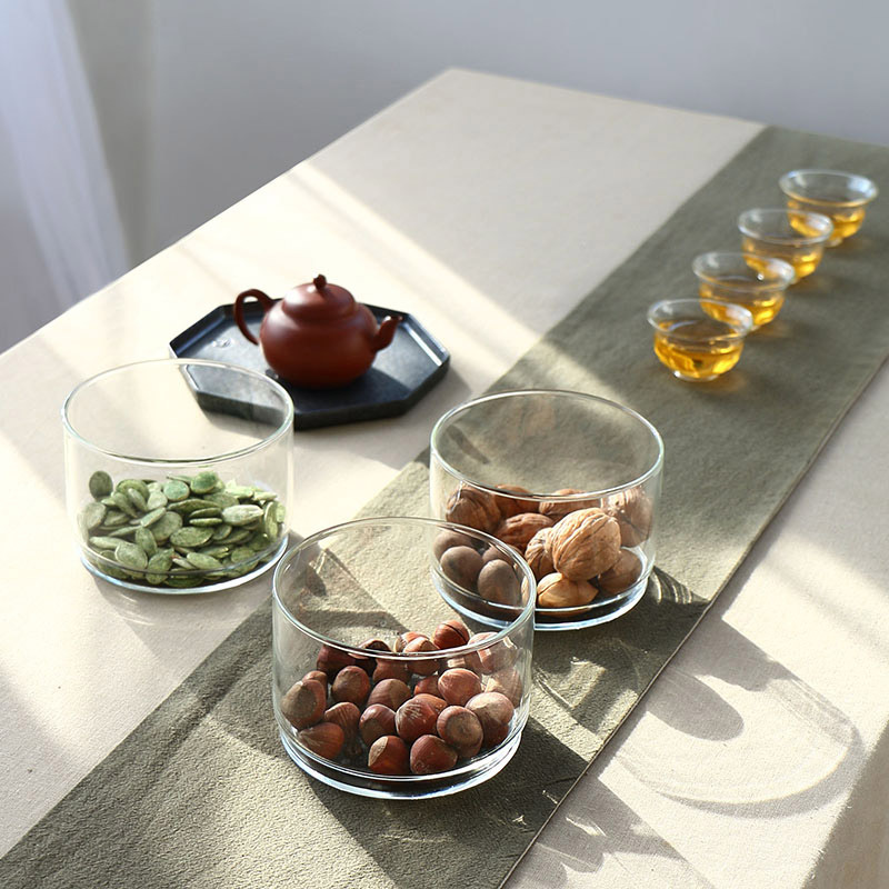 High borosilicate transparent glass storage tank, combined bamboo lid kitchen sealed tank, vacuum tank, handcrafted tea can Specification drawing