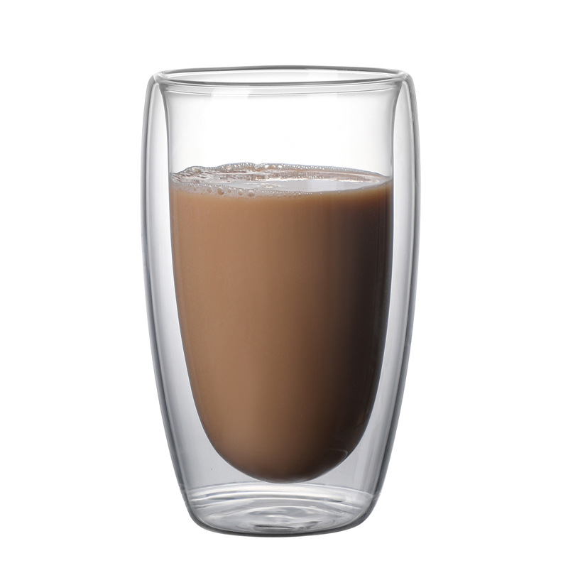 Customized double-layer glass cups, heat-insulating and heat-resistant household transparent large-capacity water cups, high borosilicate glass coffee cups Item Picture