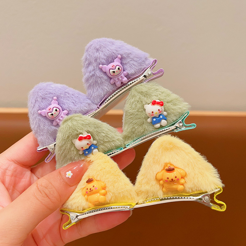 Children's plush hair clips, cute three-dimensional cat ear clips for girls, baby hair clips, side bangs clips for little girls, hair accessories Specification drawing