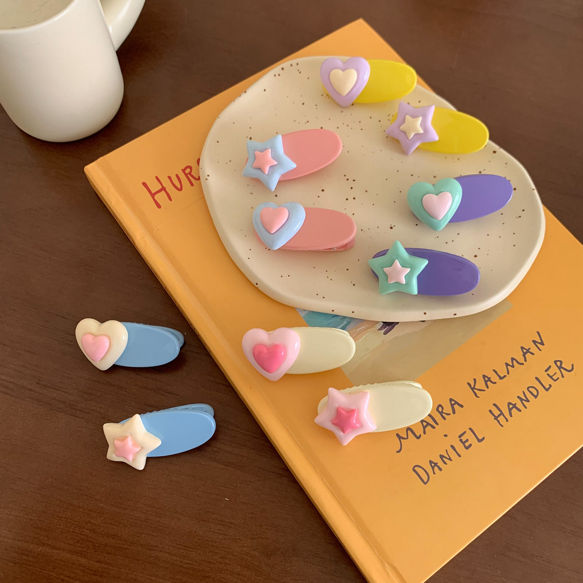 Dopamine Heart five-pointed star hair clip, sweet star bb clip, cute hair clip, duckbeak clip, hair accessory and headwear full figure