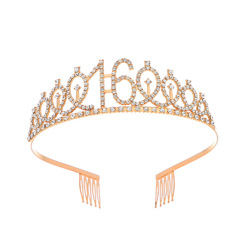 Birthday party digital crown hair band, light luxury water diamond hair accessory, first birthday digital birthday hair band, birthday cake decoration Item Picture