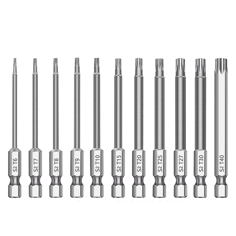 S2 steel 1/4 hexagonal handle hollow plum blossom screwdriver head 75mm 100mm screwdriver head screwdriver taper set Item Picture