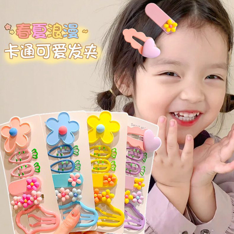2024 New Children's cloud hair clip, candy color, cute hollowed-out flower fragment hair clip, BB clip, girls' forehead hair accessory full figure
