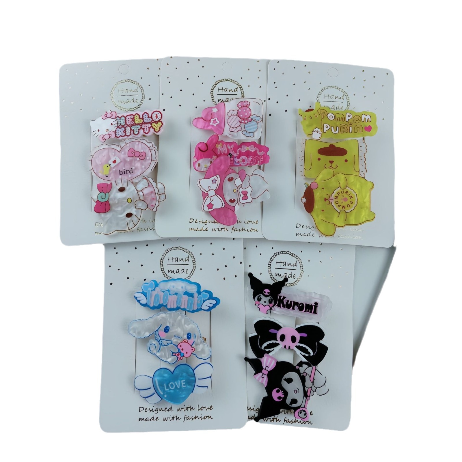 Cute Sanrio hair clip three-piece set, girlish heart hair clip, bangs, broken hair edge clip, sweet and super fairy-like duckbill clip hair accessory Item Picture