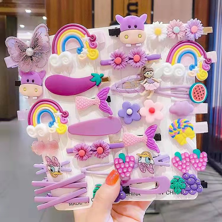 Children's hairpins, girls' side bangs, baby headwear, Korean princess braids, broken hair, bb rainbow full figure