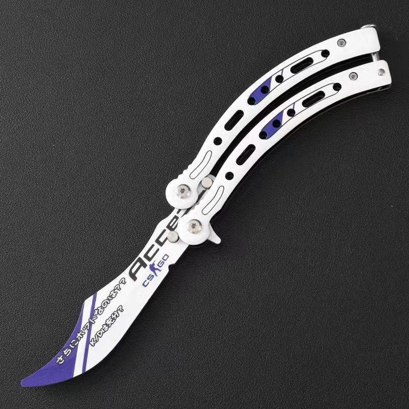 Butterfly Training Knife, the same folding knife as the outdoor version of CSGO game, is available in stock at the factory undefined