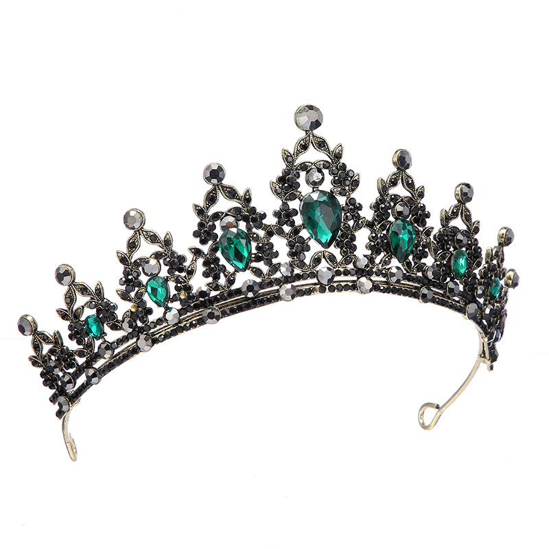 Emerald sparkling diamond bride headwear, alloy crown, wedding headwear, hair accessory, banquet and party updo headwear wholesale Specification drawing