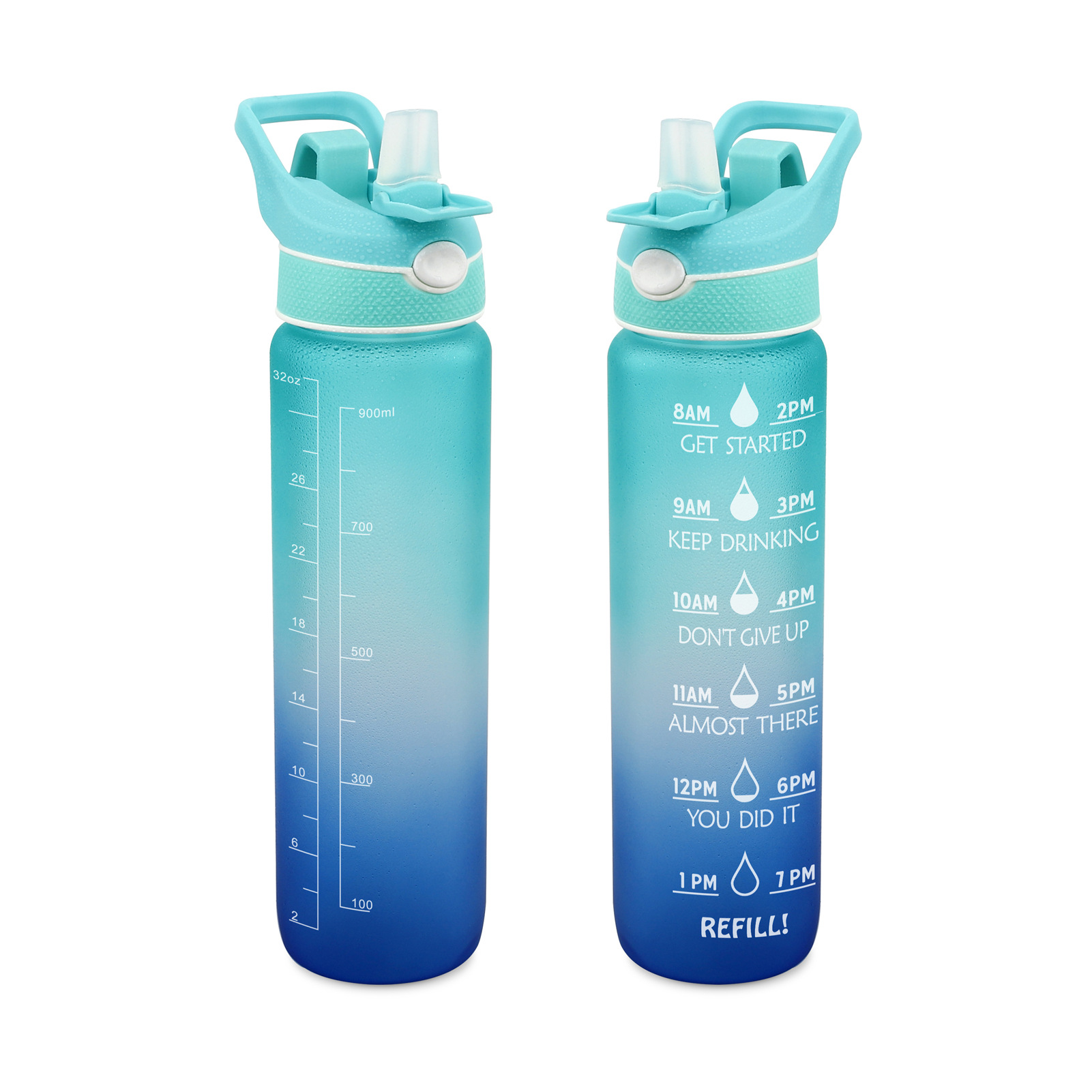 Cross-border universal 32oz sports water bottle spray cup, summer cool outdoor fitness sports spray water bottle full figure