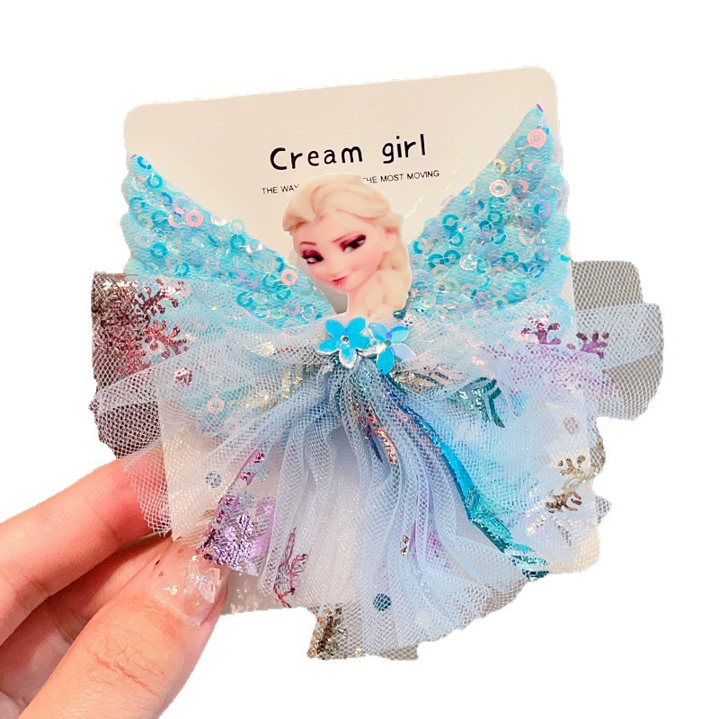 Children's Frozen Elsa Princess hairpin Little Girl side Atmosphere Shattered hair clip Little girl Sequined headpiece Item Picture