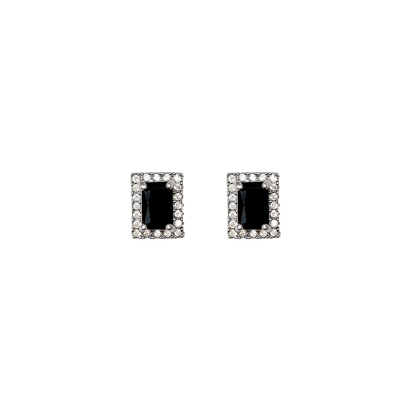 925 Silver needle exquisite micro-inlaid geometric stud earrings, a rare and high-end design for women in an Instagram style, versatile and popular earrings Item Picture