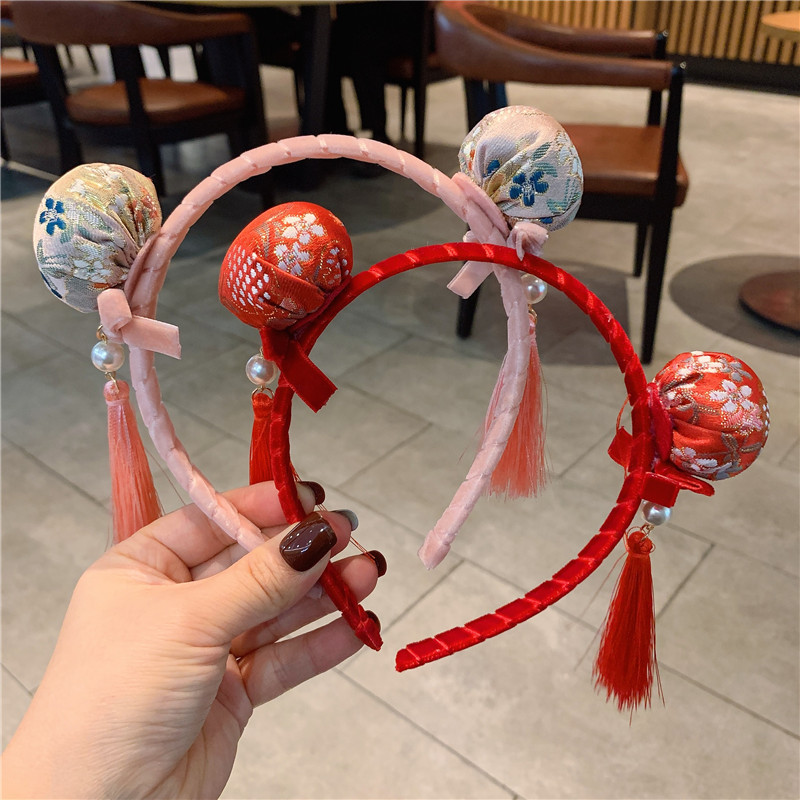 Hanfu girls' hair bands, Tang suits, children's New Year celebration, Chinese-style New Year tassel ancient costume accessories, headbands, headwear accessories Specification drawing