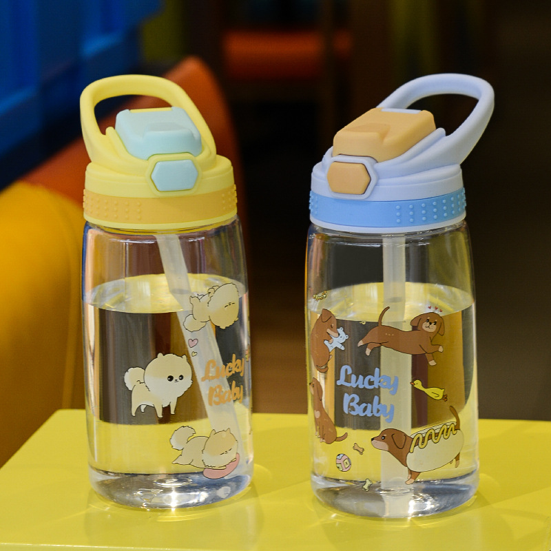 Customized children's cartoon plastic water cups, outdoor portable duckbill cups, sealed and leak-proof straw cups for boys and girls in kindergartens Specification drawing