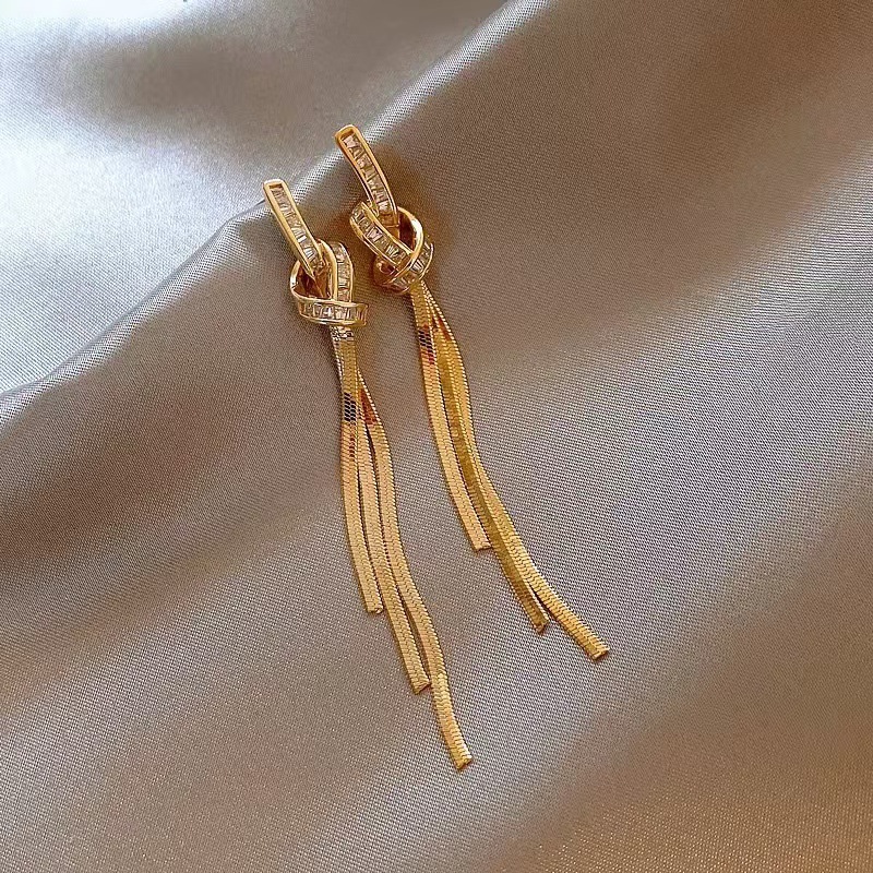 Silver tassel earrings for women, 2024 new bestseller stud earrings, light luxury, high-end, niche and unique style earrings wholesale details Picture